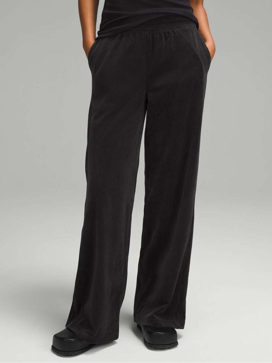 lululemon athletica Pants - Lululemon Scuba Mid-Rise Wide-Leg Pant *Velvet Cord - Black